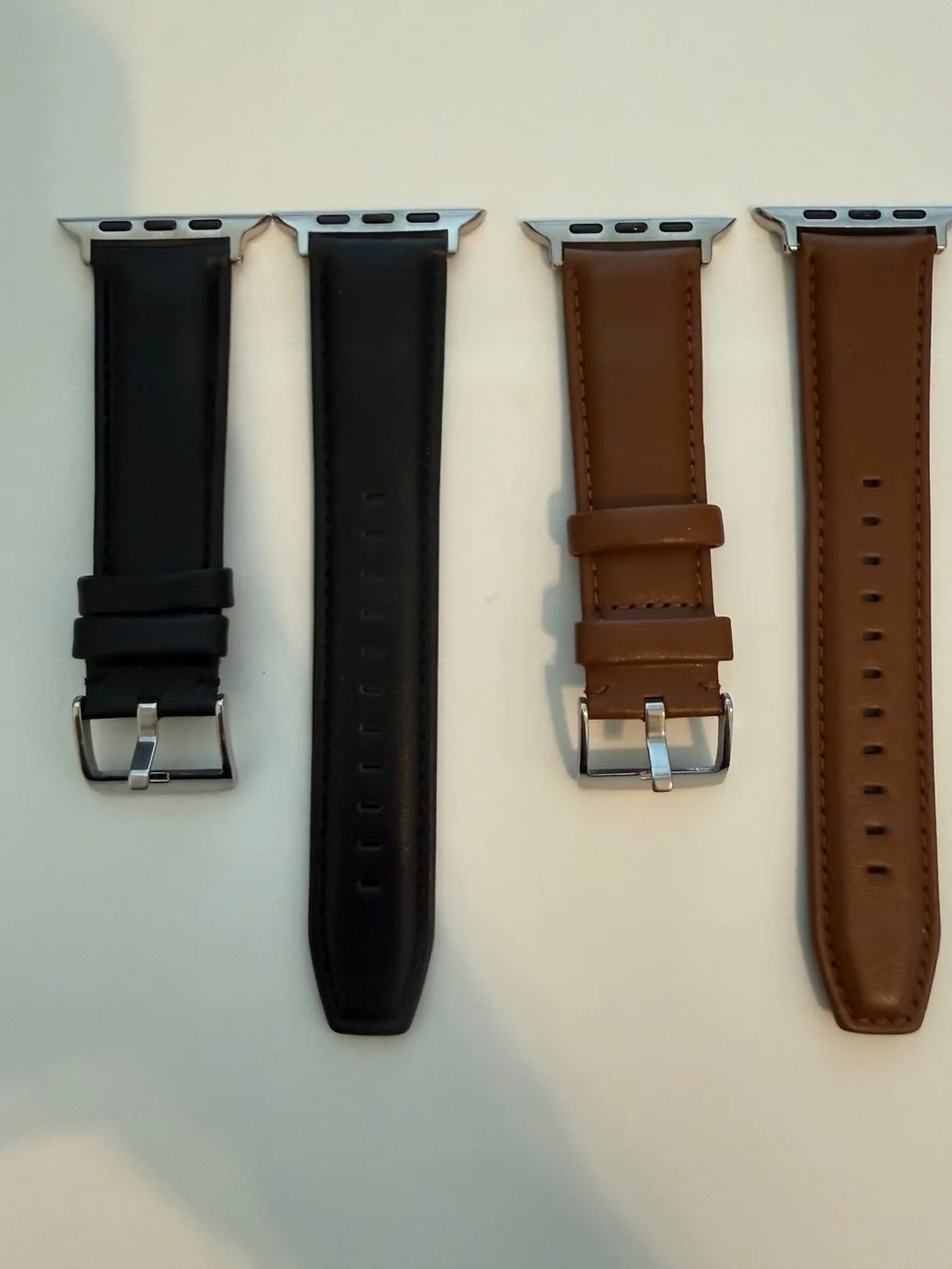 New Replacement Leather Apple Watch Bands - Black and Brown Set